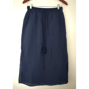 Lilla P 100% Cotton Tassels Side Slits Pockets Lightweight Lined Midi Skirt Sz S